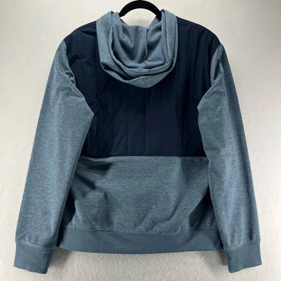 Lands' End Jacket Mens Size L 42-44 Puffer Fleece Lined Hoodie Full Zip Blue - Picture 2 of 11